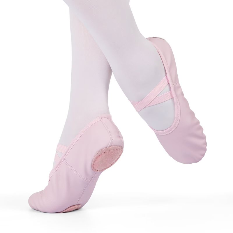 Dynadans Girls' Women's Leather Ballet Shoes With X Straps For Toddler/Little Kid/Big Kid/Adult