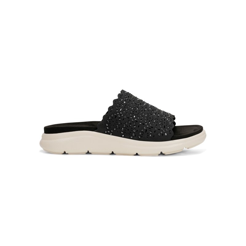 Easy Spirit Women's Alora Rhinestone-Studded Perforated Slide Comfort Sandals