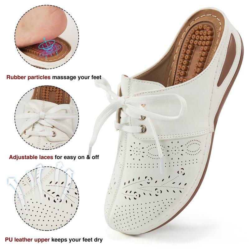 Ecetana Clogs For Women Wedge Sandals Comfort Breathable Closed Toe Sandals With Massage