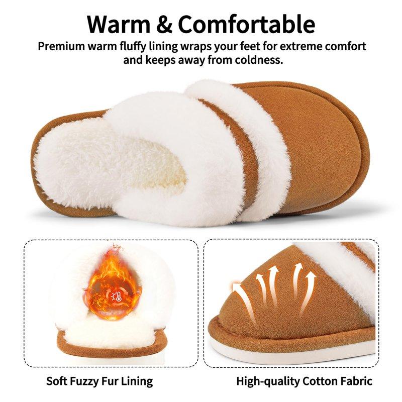 Ecetana Cozy Slippers For Women Indoor And Outdoor Fuzzy House Shoes With Memory Foam