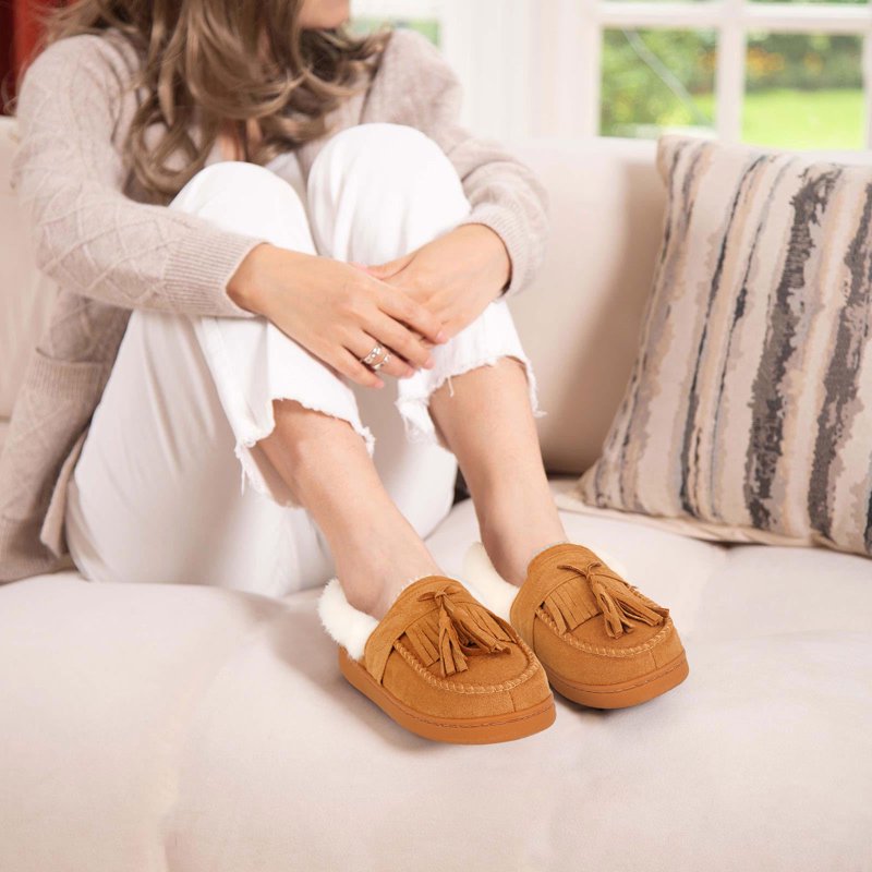 Ecetana Fuzzy Memory Foam Slippers For Women Comfortable Warm House Shoes