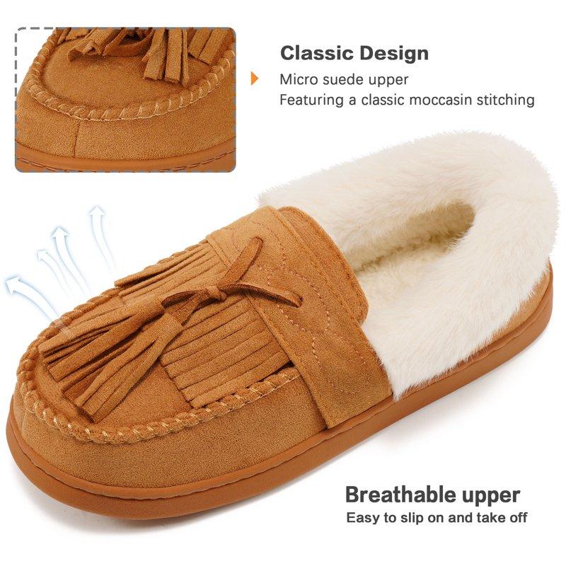 Ecetana Fuzzy Memory Foam Slippers For Women Comfortable Warm House Shoes