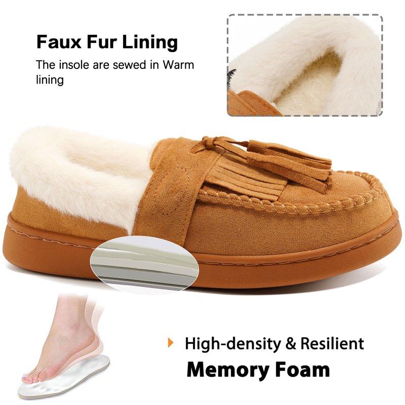 Ecetana Fuzzy Memory Foam Slippers For Women Comfortable Warm House Shoes