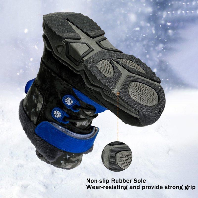 Ecetana Girls Boys Snow Boots Winter Waterproof Slip Resistant Cold Weather Shoes