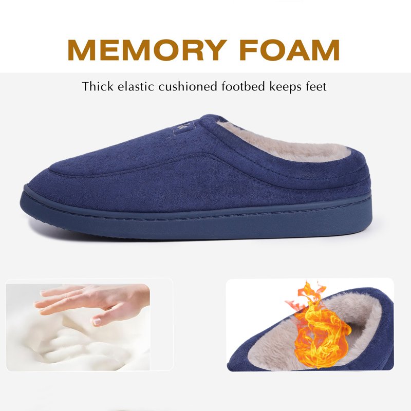 Ecetana Men's Slippers Slip On Memory Foam House Slippers Comfy Warm Winter Home Shoes