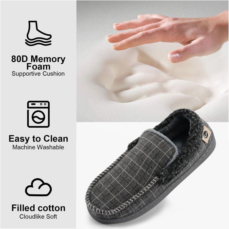 Ecetana Mens Slippers Memory Foam Loafer Slippes For Men Indoor Outdoor Slip On House Shoes