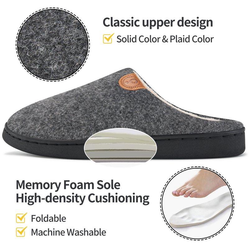 Ecetana Mens Slippers Memory Foam Warm House Slippers For Men Non Slip Fuzzy Shoes