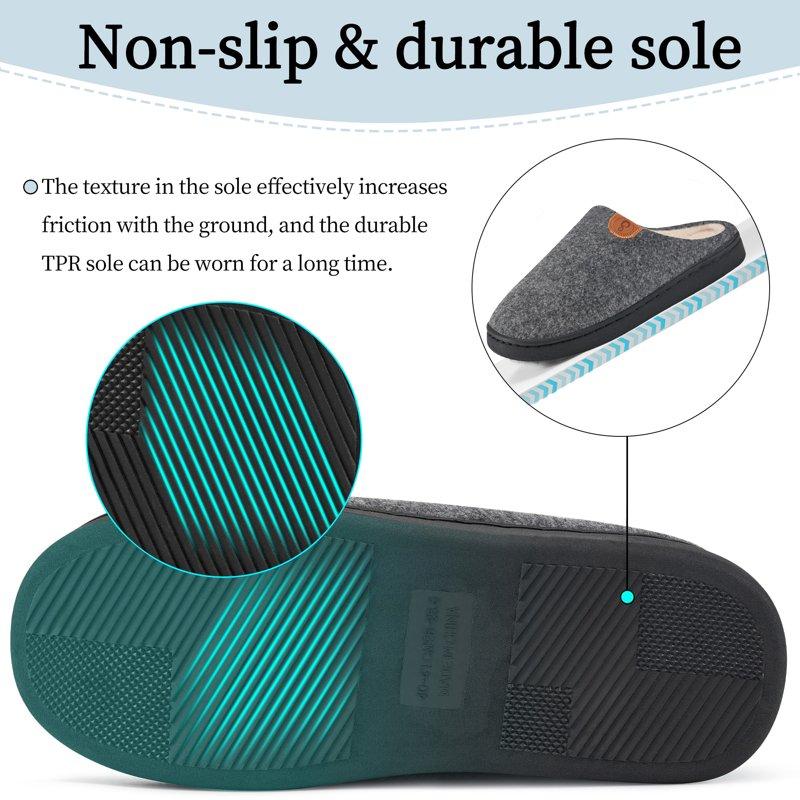 Ecetana Mens Slippers Memory Foam Warm House Slippers For Men Non Slip Fuzzy Shoes