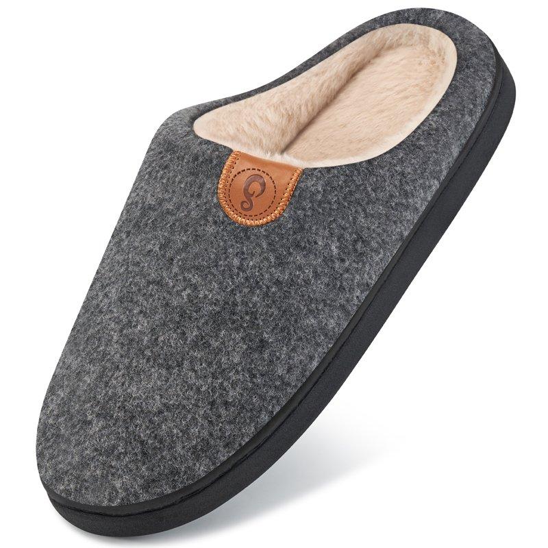 Ecetana Mens Slippers Memory Foam Warm House Slippers for Men Non Slip Fuzzy Shoes