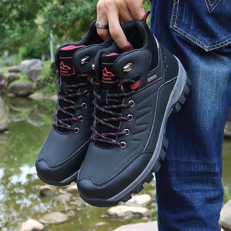 Ecetana Mens Waterproof Hiking Boot Outdoor Anti-Slip Shoes Black 7.5