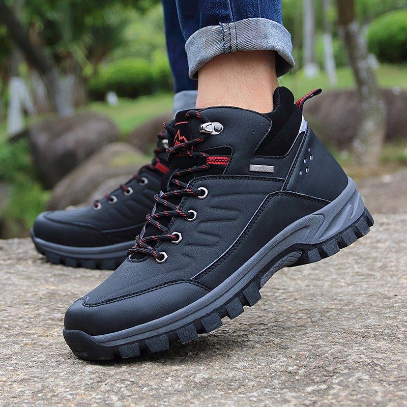 Ecetana Mens Waterproof Hiking Boot Outdoor Anti-Slip Shoes Black 7.5
