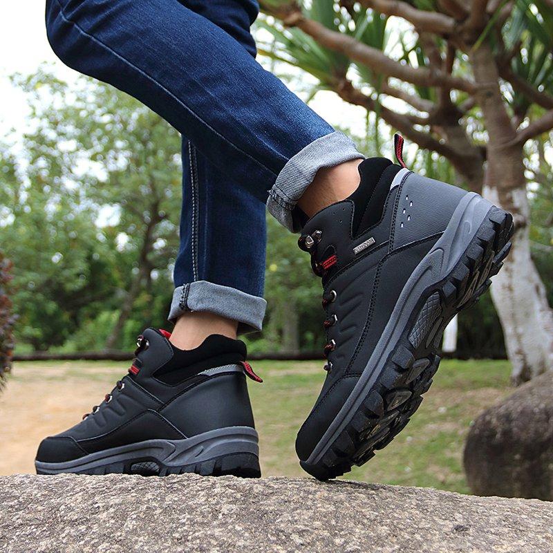 Ecetana Mens Waterproof Hiking Boot Outdoor Anti-Slip Shoes Black 7.5