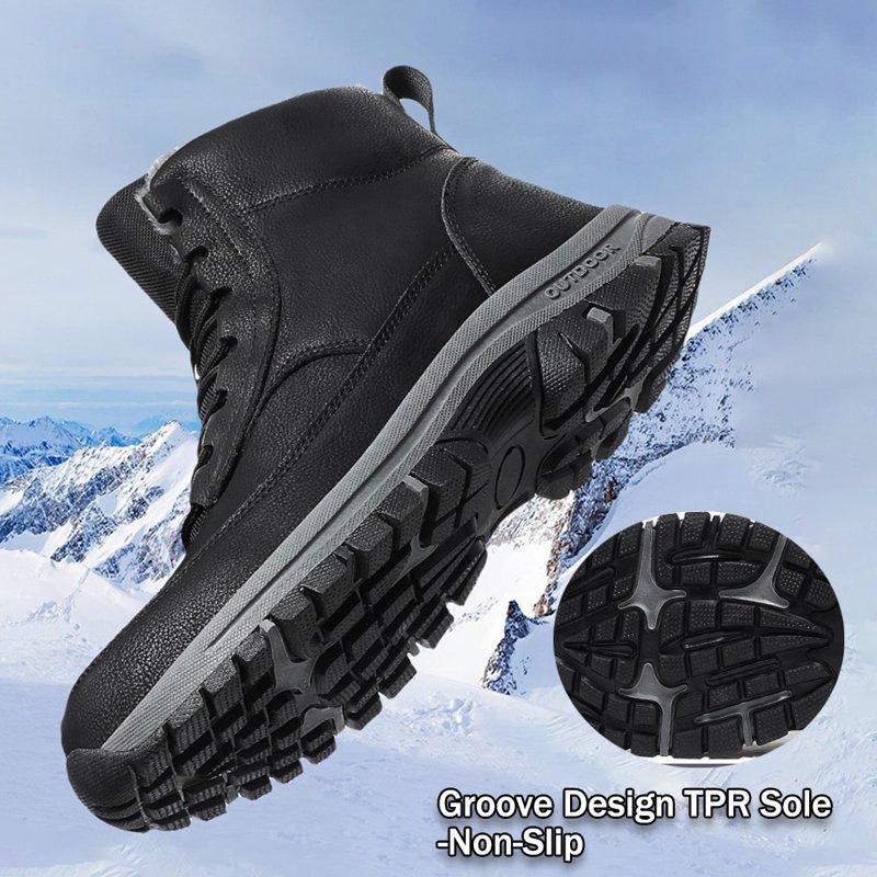 Ecetana Mens Winter Snow Boots Anti Slip Hiking Outdoor Trekking Shoes