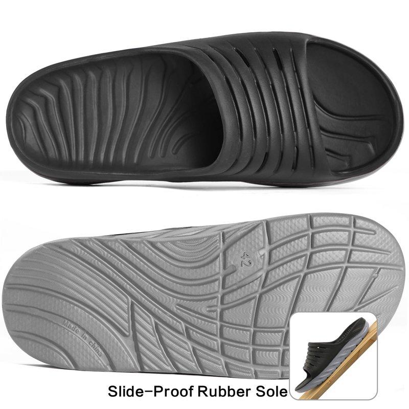 Ecetana Slide Sandals For Men Open Toe Thick Cushion Non Slip Pool Shower Sandals