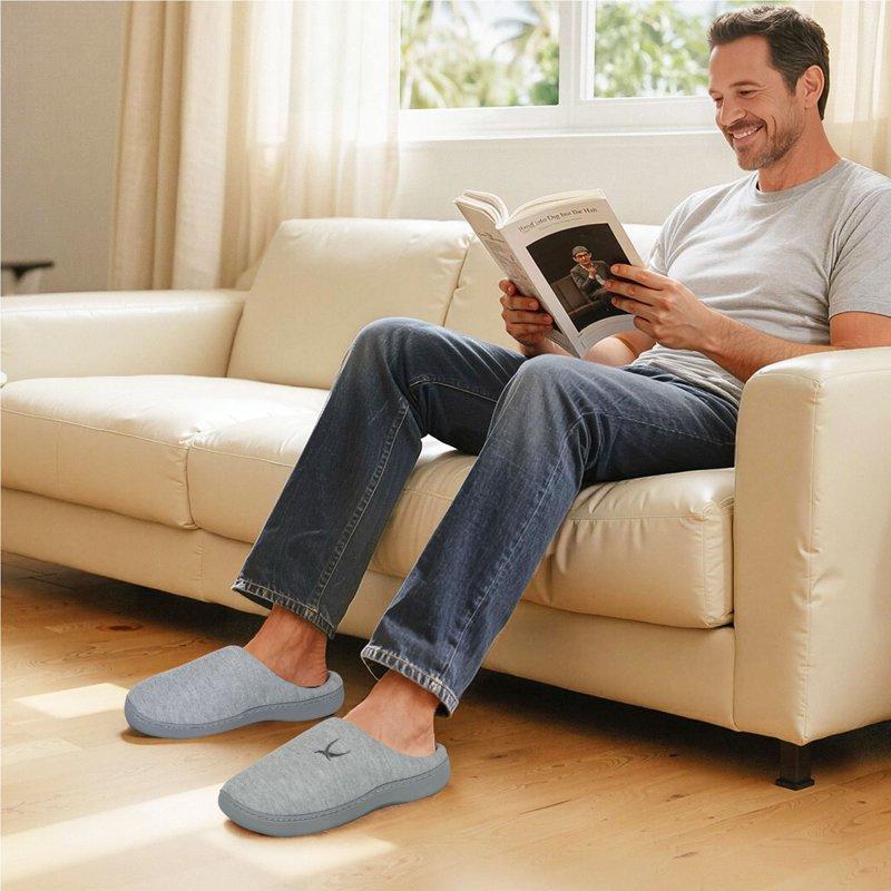 Ecetana Slippers For Men Memory Foam Cotton Slippers Comfort Warm Slip On House Shoes