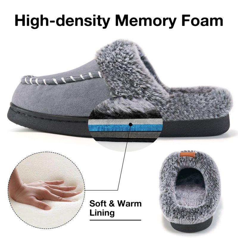 Ecetana Slippers For Women Fuzzy Slippers Memory Foam Anti-slip House Shoes