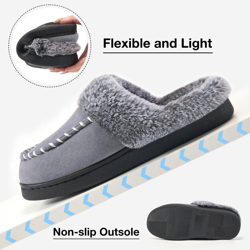 Ecetana Slippers For Women Fuzzy Slippers Memory Foam Anti-slip House Shoes