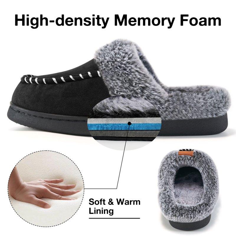 Ecetana Slippers For Women Fuzzy Slippers Memory Foam Anti-slip House Shoes