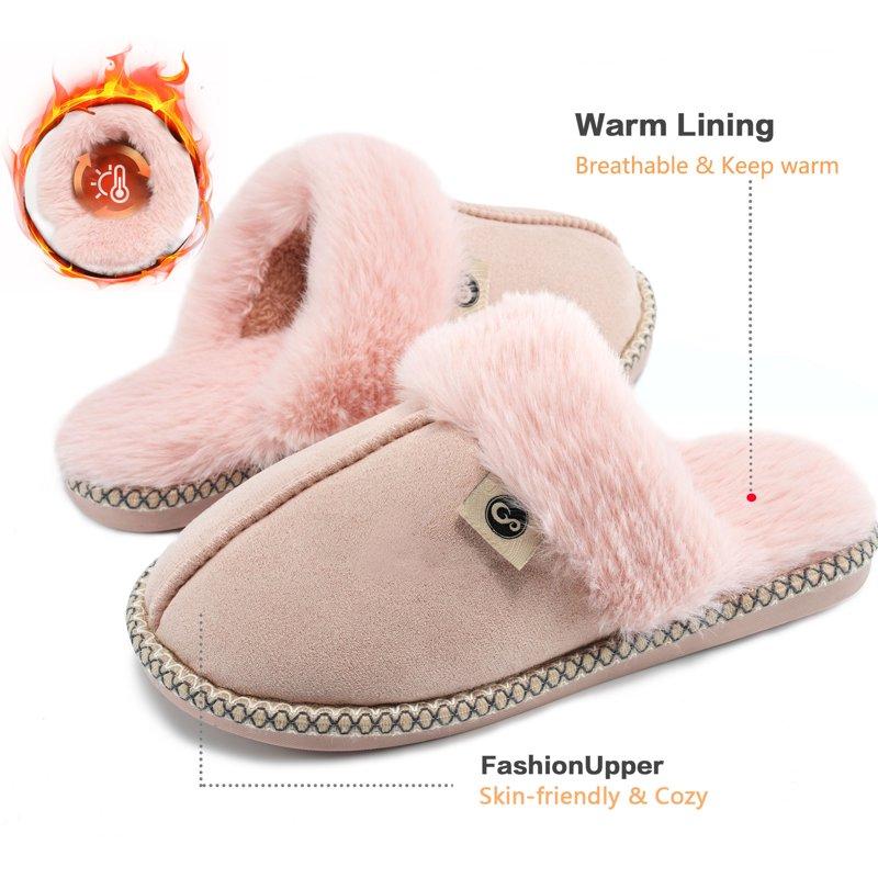 Ecetana Slippers For Women Memory Foam Fluffy Soft Lined Warm Slip On House Shoes