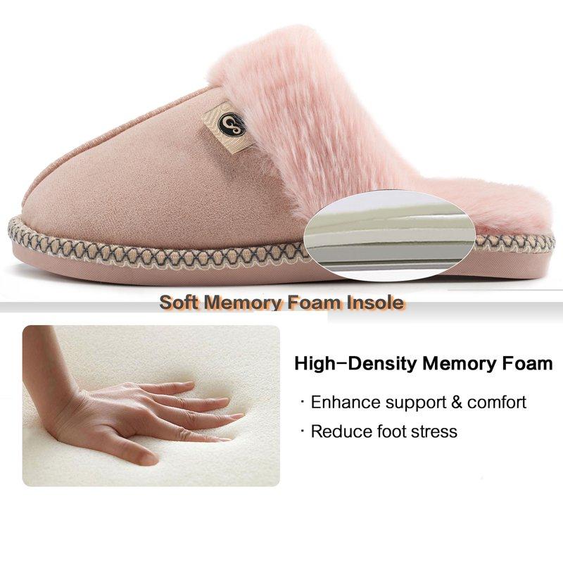 Ecetana Slippers For Women Memory Foam Fluffy Soft Lined Warm Slip On House Shoes