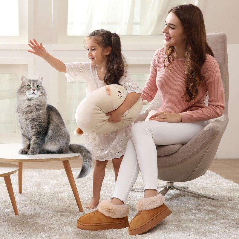 Ecetana Women's Bootie Slippers Memory Foam Furry Slipper Non-slip House Shoes With Fluffy Collar