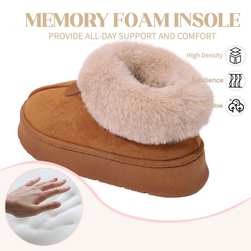 Ecetana Women's Bootie Slippers Memory Foam Furry Slipper Non-slip House Shoes With Fluffy Collar
