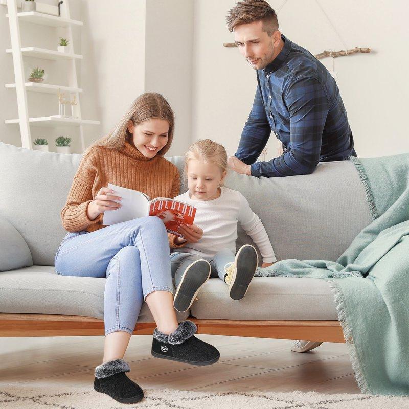 Ecetana Women's Fuzzy Memory Foam Closed Back Slippers Faux Fur Lined House Shoes