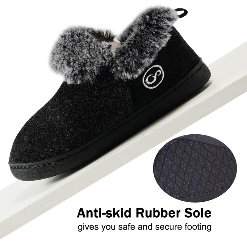 Ecetana Women's Fuzzy Memory Foam Closed Back Slippers Faux Fur Lined House Shoes