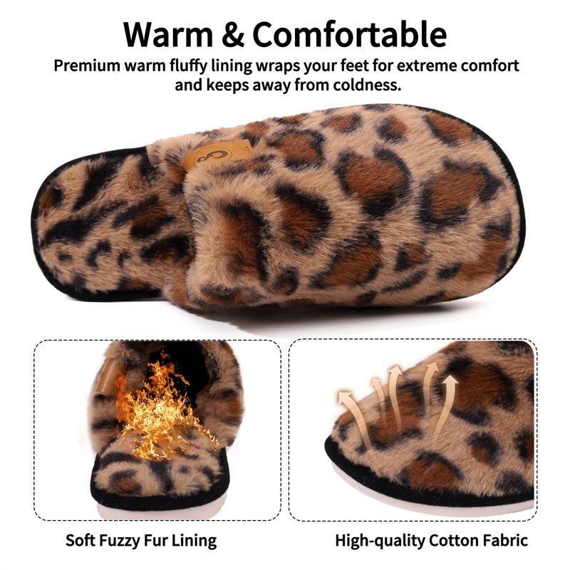 Ecetana Women's Fuzzy Slippers Indoor Cozy Soft Memory Foam Slip On House Shoes For Women