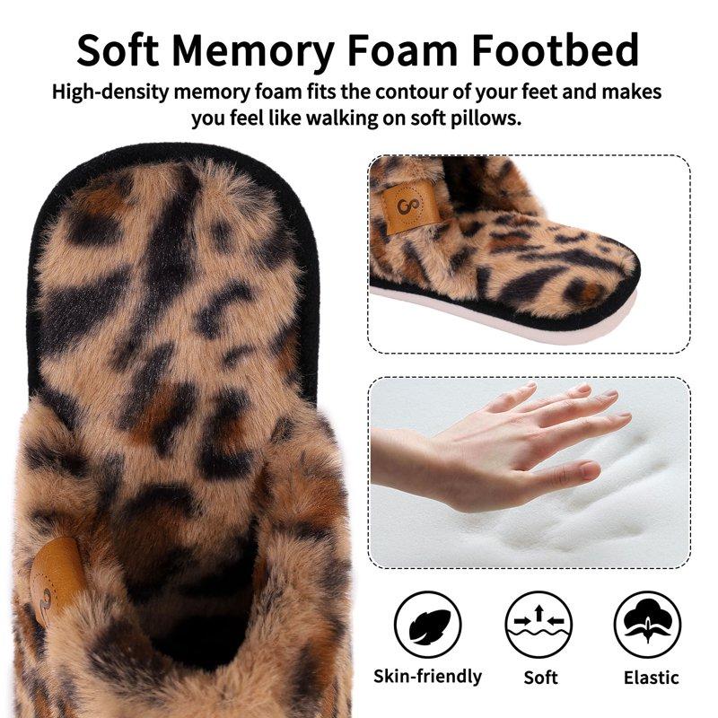 Ecetana Women's Fuzzy Slippers Indoor Cozy Soft Memory Foam Slip On House Shoes For Women