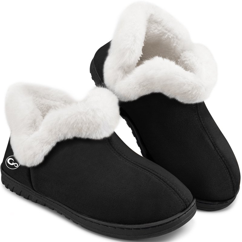 Ecetana Womens Slippers Faux Fur Warm House Shoes Fuzzy Memory Foam Closed Back Slippers