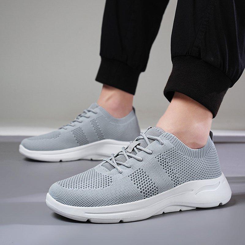 Eileial Comfortable Breathable Knit Slip On Sneakers Hands Free Shoes Walking Shoes For Men Orthopedic Shoes For Everyday And Travel Gray 8