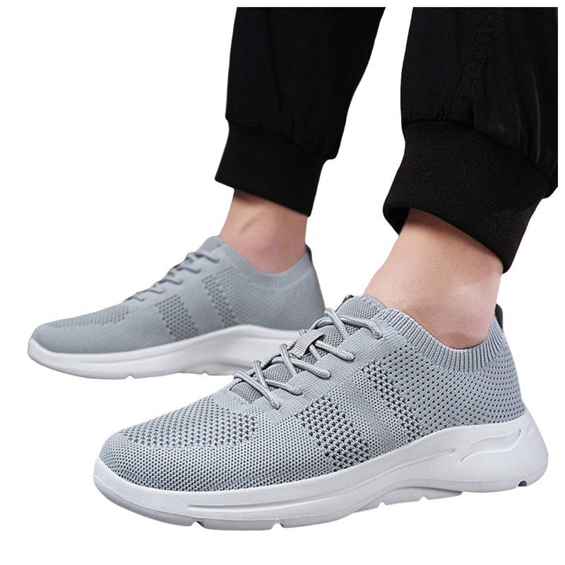 Eileial Comfortable Breathable Knit Slip On Sneakers Hands Free Shoes Walking Shoes For Men Orthopedic Shoes For Everyday And Travel Gray 8
