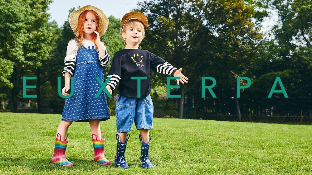 EUXTERPA Boys Black Dinosaur Rain Boots Toddler Kids Light Up Waterproof Boots With Handles Toddler Size 10