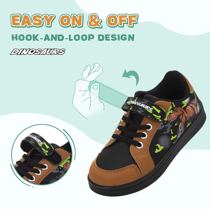 EUXTERPA Toddler Dinosaur Sneakers For Boys Casual Fashion Shoes Kids School Walking Shoes Toddler Size 8