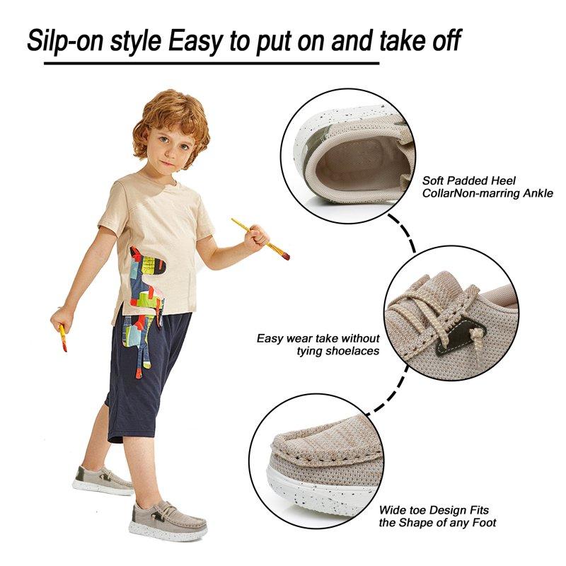 Felabo Unisex Kids Boys Girls Slip-On Casual Loafers Canvas Walking Shoes Comfortable & Lightweight (Toddler/Little Kid/Big Kid)