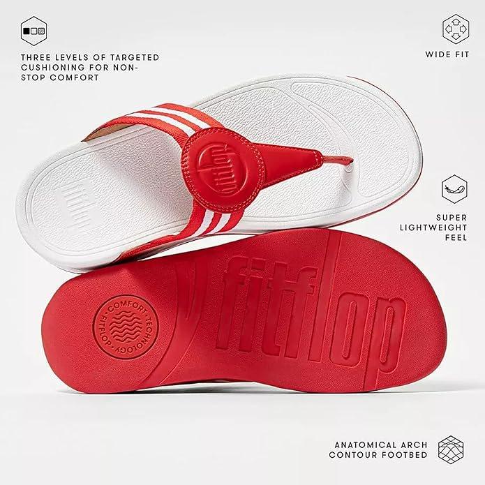 FitFlop Women's Walkstar Toe-Post Sandals Lightweight Wide Fit Arch Support Flip Flops For Women Slip Resistant Casual Summer Shoes All Day Footwear And On The Go Cushioned Comfort Red 11 US