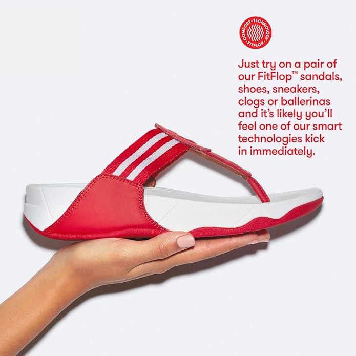 FitFlop Women's Walkstar Toe-Post Sandals Lightweight Wide Fit Arch Support Flip Flops For Women Slip Resistant Casual Summer Shoes All Day Footwear And On The Go Cushioned Comfort Red 11 US