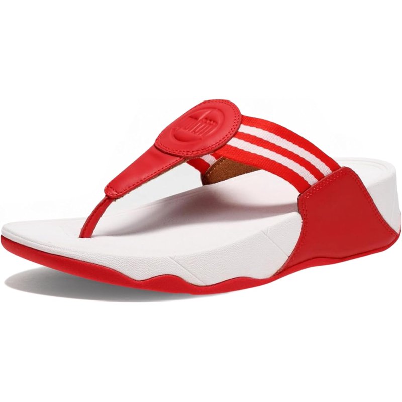 FitFlop Women's Walkstar Toe-Post Sandals Lightweight Wide Fit Arch Support Flip Flops For Women Slip Resistant Casual Summer Shoes All Day Footwear and On the Go Cushioned Comfort Red 11 US