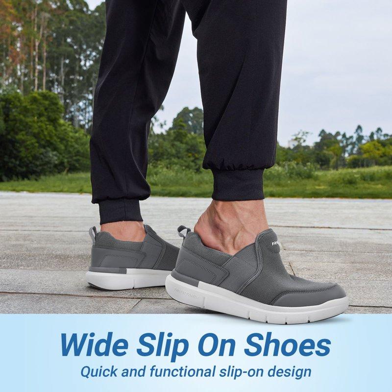 FitVille Mens Slip On Casual Shoes Loafers Extra Wide Width Available