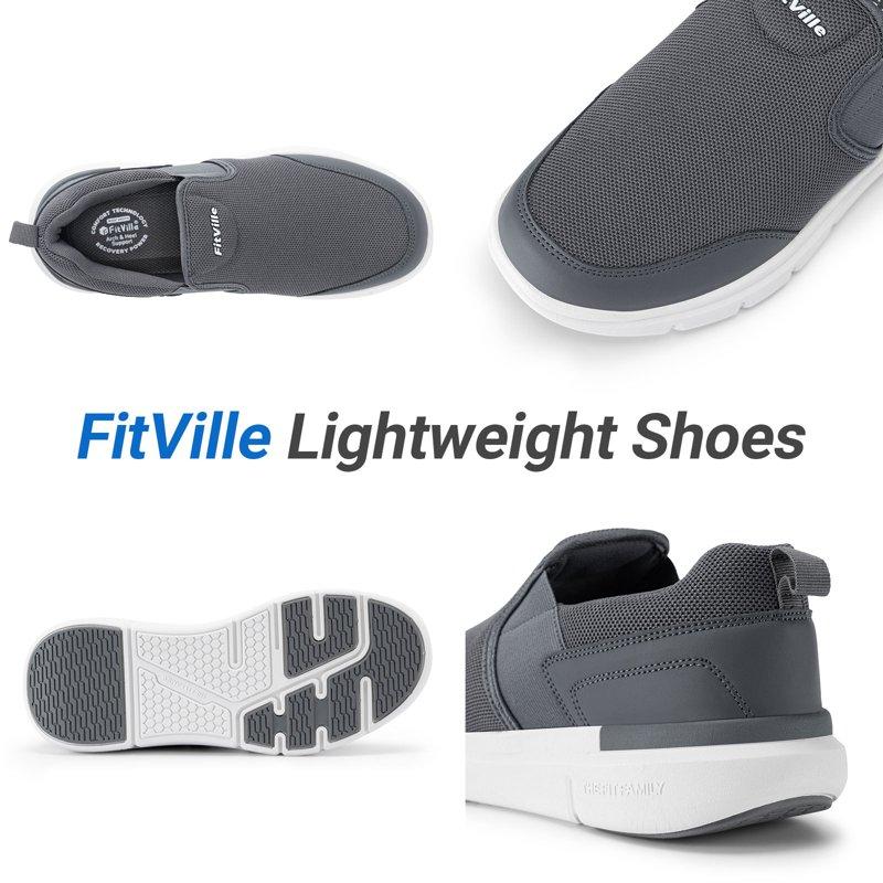 FitVille Mens Slip On Casual Shoes Loafers Extra Wide Width Available