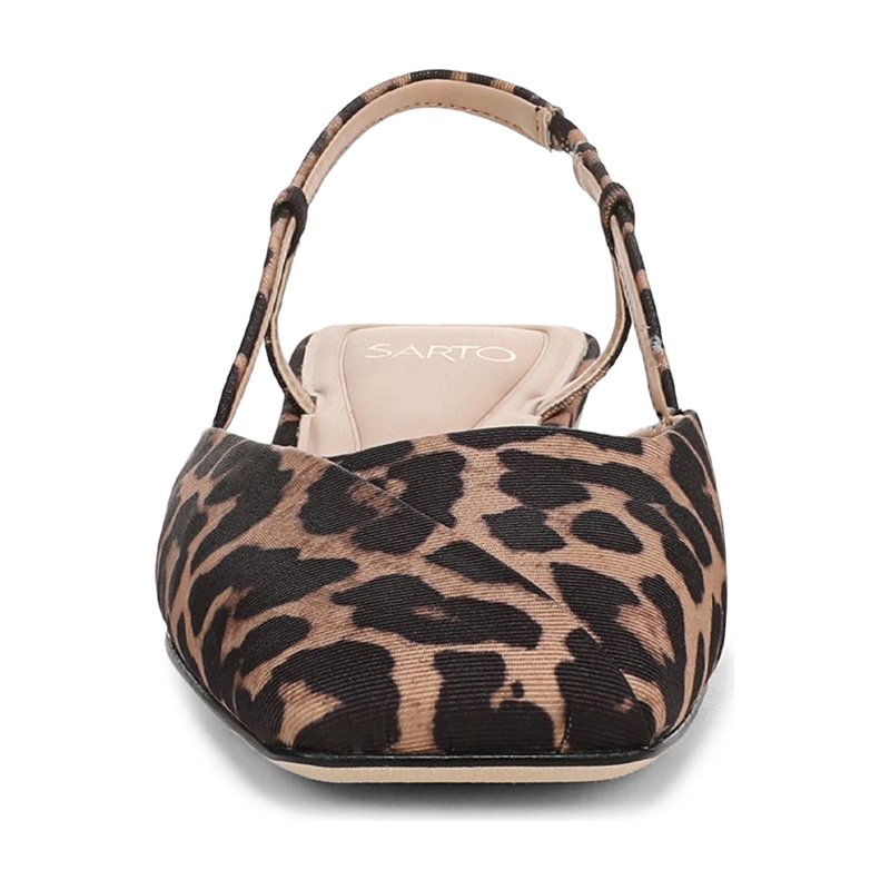 Franco Sarto Women's Telica Slingback Flats Brown Leopard Print Fabric 9M