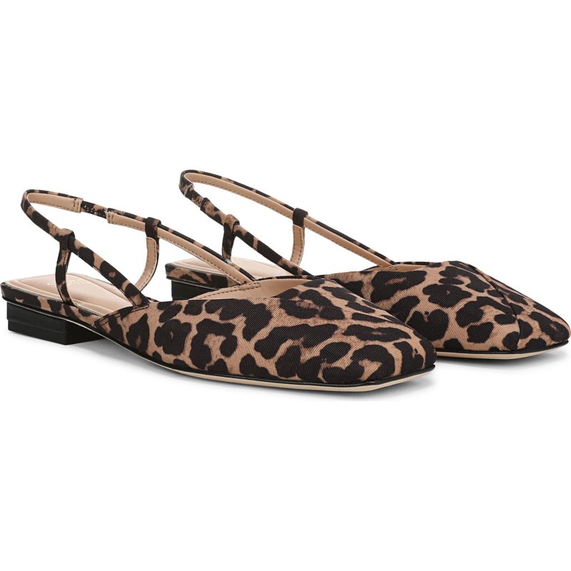 Franco Sarto Women's Telica Slingback Flats Brown Leopard Print Fabric 9M