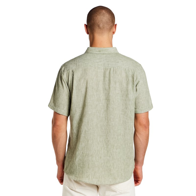 Frontier Threads Men's Short Sleeve Linen Like Button Up Shirt