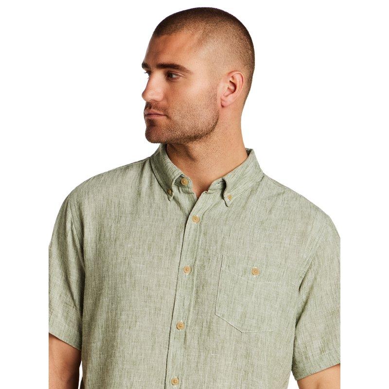 Frontier Threads Men's Short Sleeve Linen Like Button Up Shirt