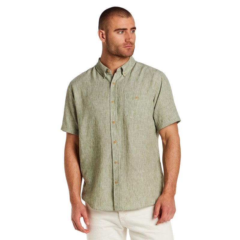 Frontier Threads Men's Short Sleeve Linen Like Button Up Shirt