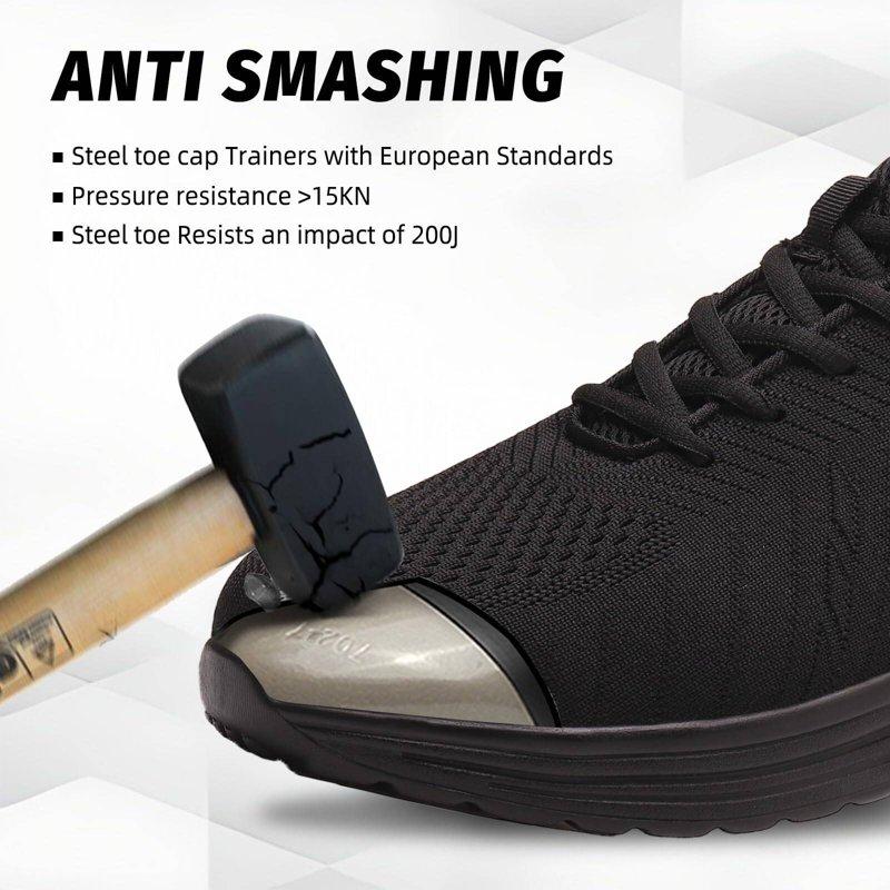 Furuian Safety Trainers Men's Steel Toe Cap Trainers For Women Lightweight Comfortable Safety Shoes Non Slip & Breathable Work Sneakers With Air Cushion