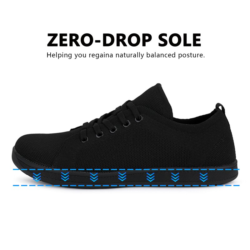 Gexuosn Mens Barefoot Walking Shoes Wide Zero Drop Minimalist Tennis Shoes Casual Shoes For Gym Driving 8.5 Wide Black