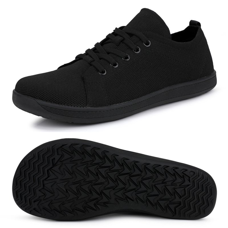 Gexuosn Mens Barefoot Walking Shoes Wide Zero Drop Minimalist Tennis Shoes Casual Shoes for Gym Driving 8.5 Wide Black