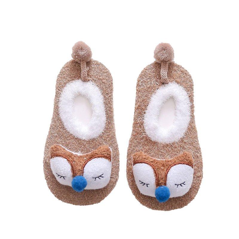 Gpaecead 0-5Years Winter Baby Boys Girls Fleece Lined Non-Slip Keep Warm Home Cotton Slippers Khaki